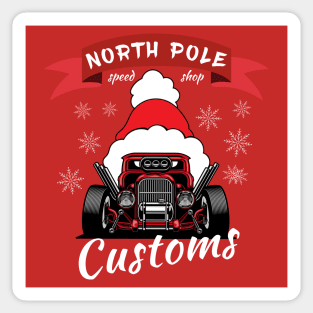 North pole ustom Christmas hotrod Sticker